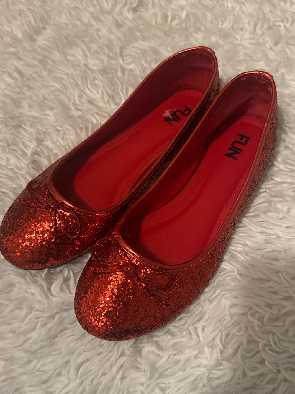 Forever 21 Red Glitter Slip-On Ballet Flats